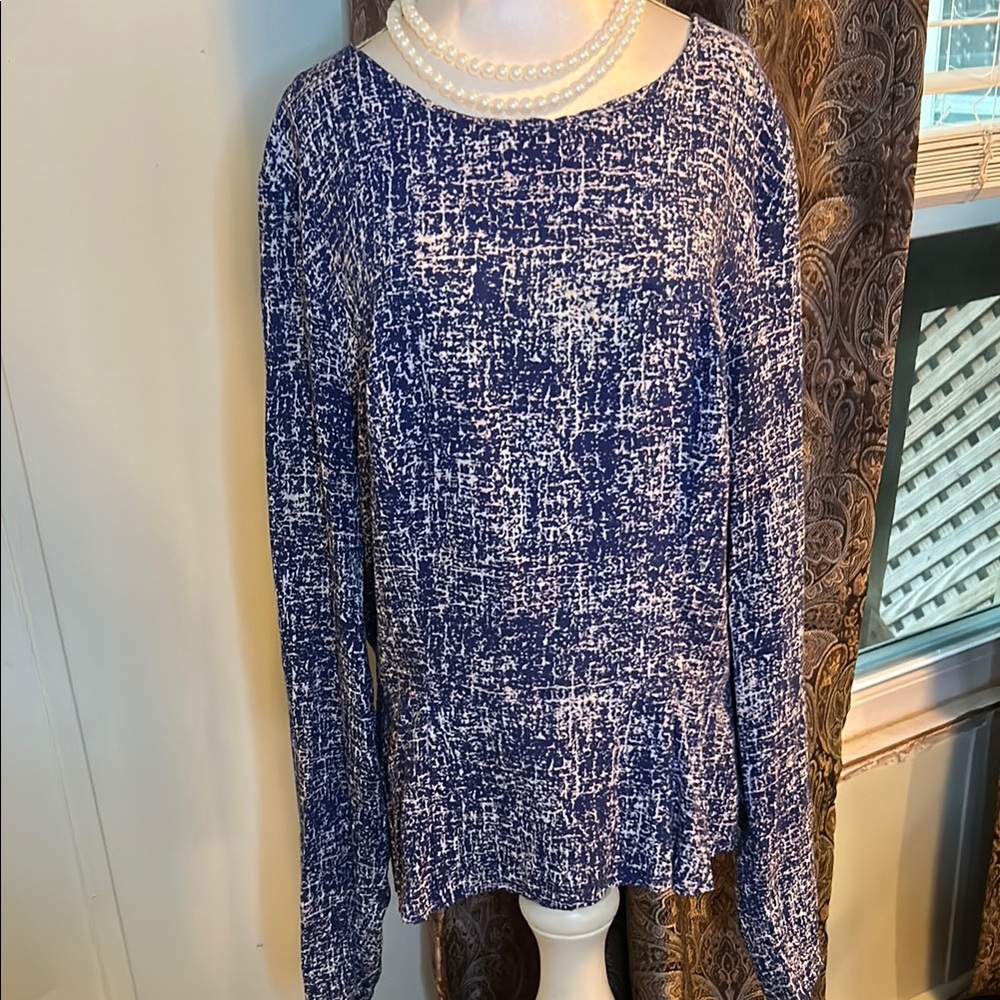Banana Republic Blue and White Relaxed Boxy Blouse